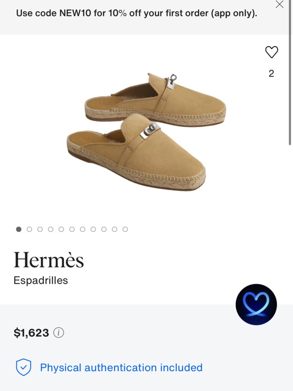 Hermes Beige Suede Espadrille Mule NWT - Picture 3 of 6